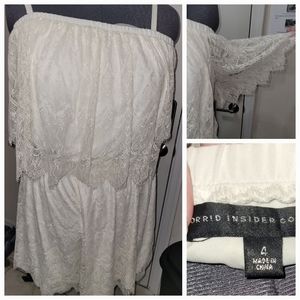 Torrid Insider Collection Boho Ivory Lace Cold Shoulder Romper Size 4